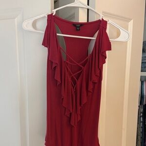 Elegant Red Ruffled Women's Top